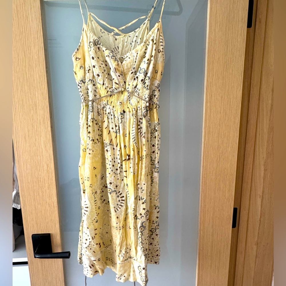 Yellow boho Patterned Summer Dress - size Small